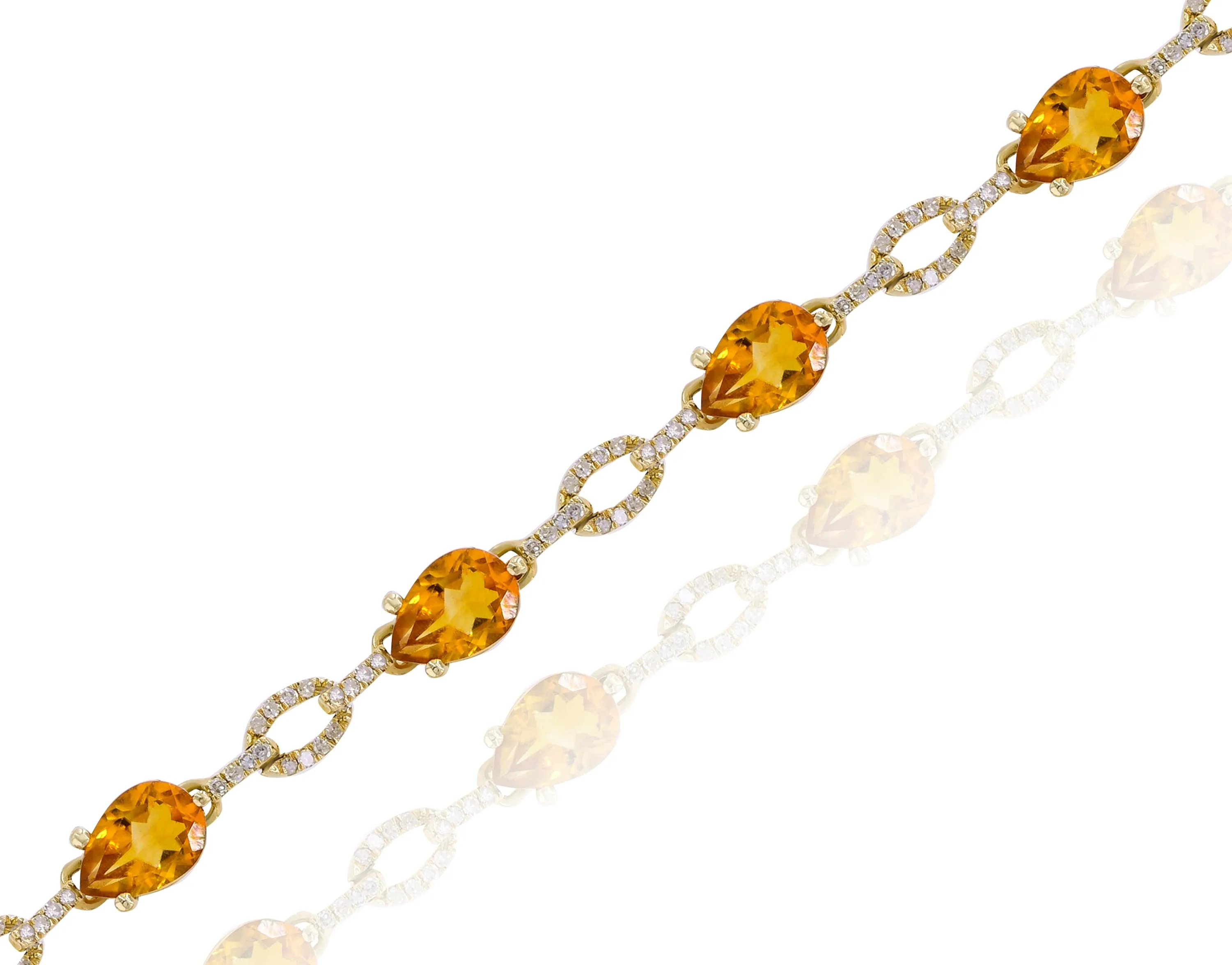 0.49ct Diamond and 5.70ct Citrine Bracelet set in 14KT Yellow Gold / JBCB150022L