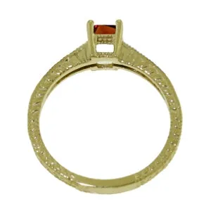 0.65 Carat 14K Solid Yellow Gold Life Partner Garnet Diamond Ring