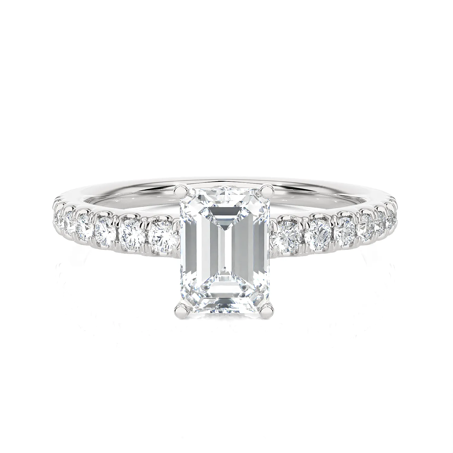 1 3/8 ctw Emerald-Cut Lab Grown Diamond Side Stone Engagement Ring