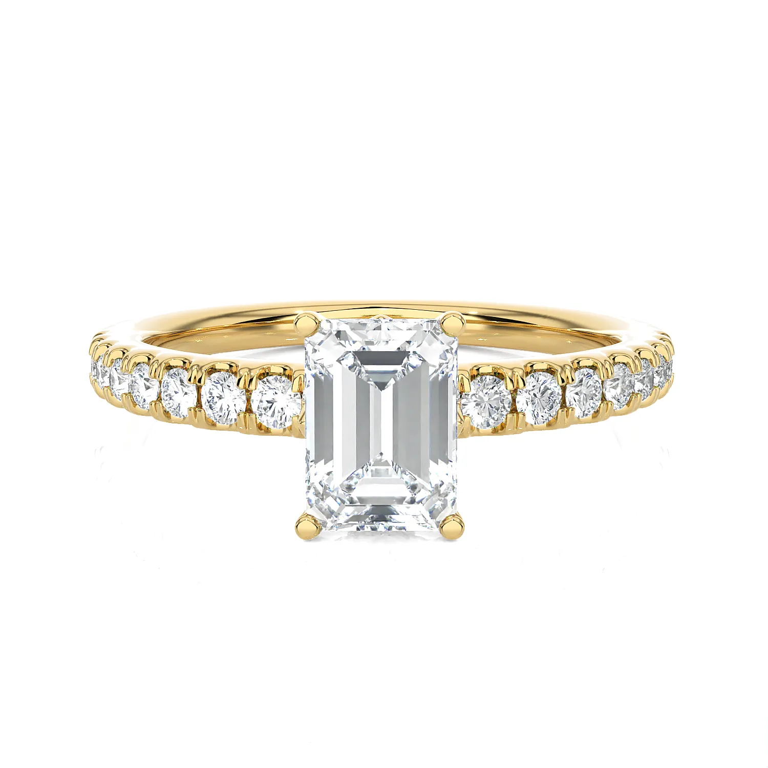 1 3/8 ctw Emerald-Cut Lab Grown Diamond Side Stone Engagement Ring