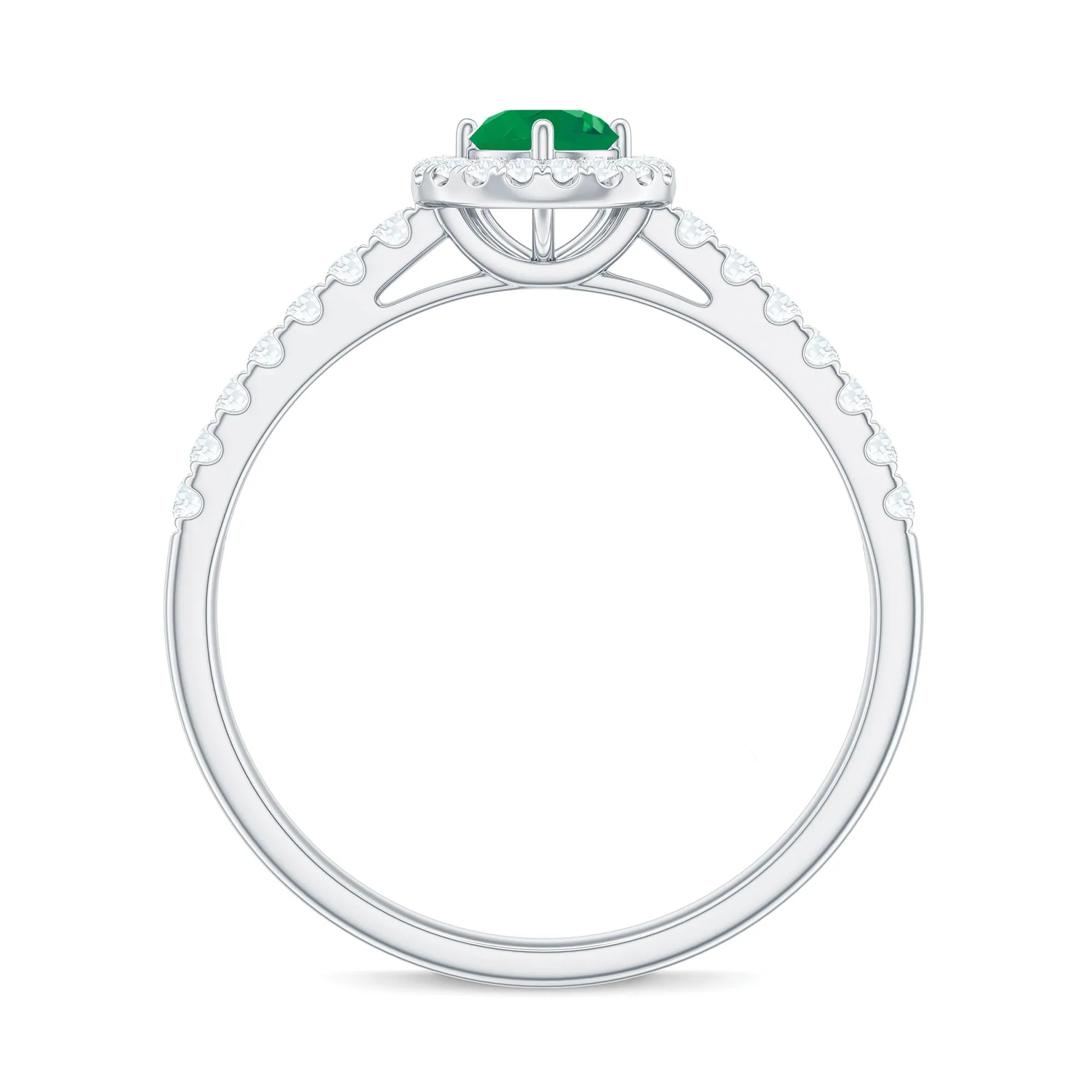 1 CT Minimal Emerald Engagement Ring with Diamond