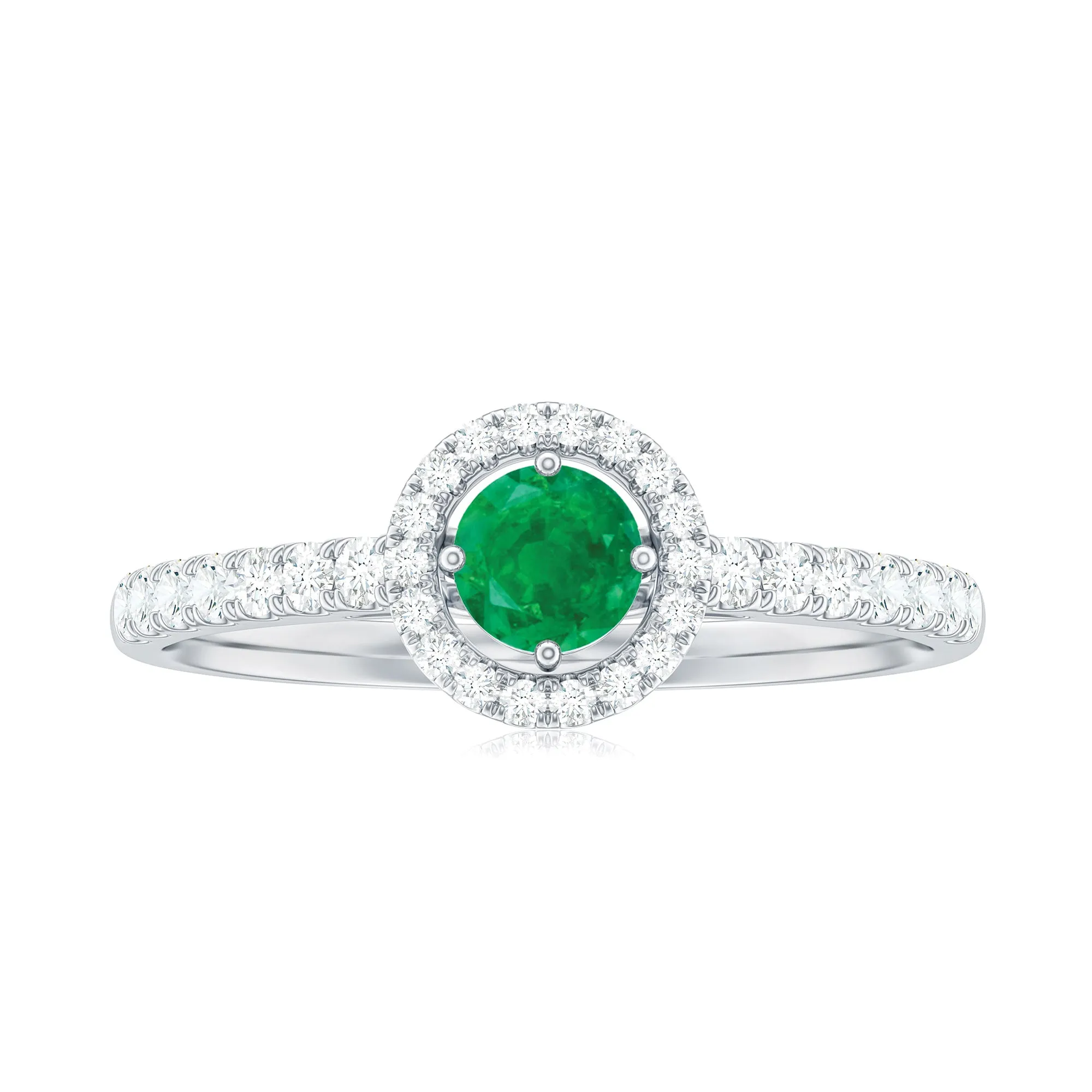 1 CT Minimal Emerald Engagement Ring with Diamond