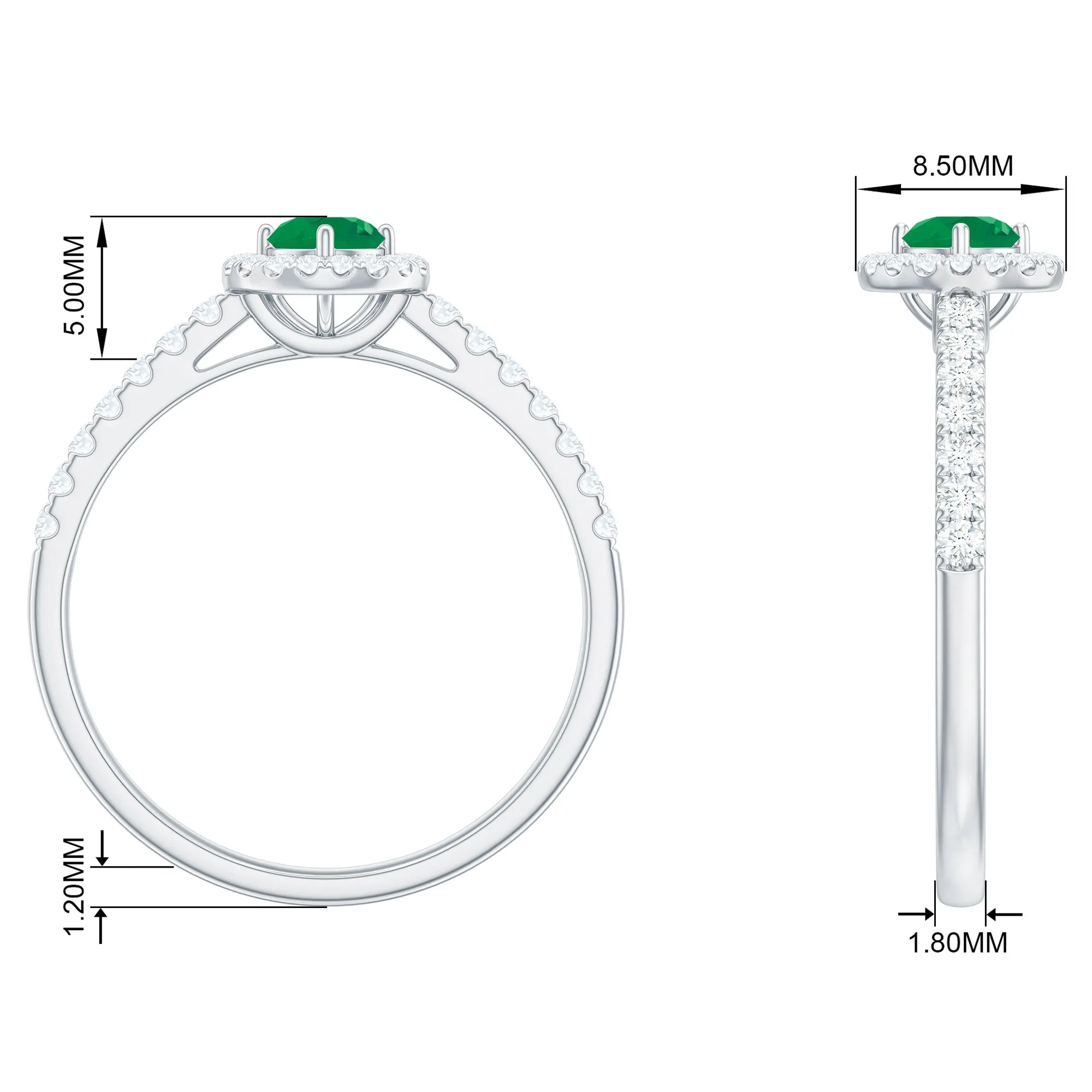 1 CT Minimal Emerald Engagement Ring with Diamond