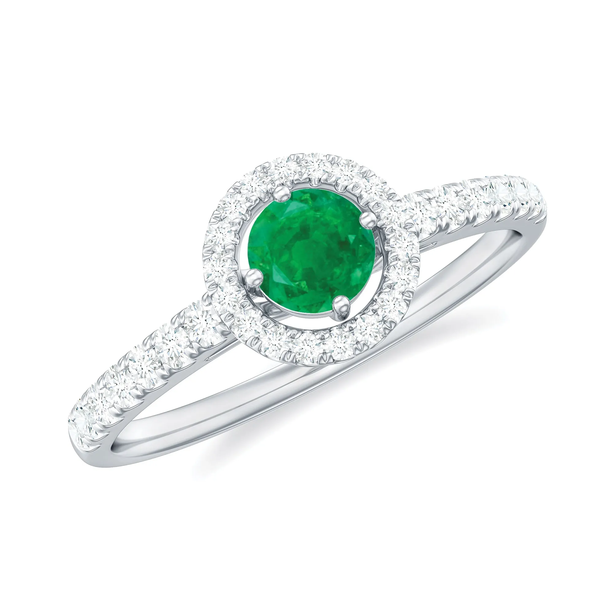 1 CT Minimal Emerald Engagement Ring with Diamond