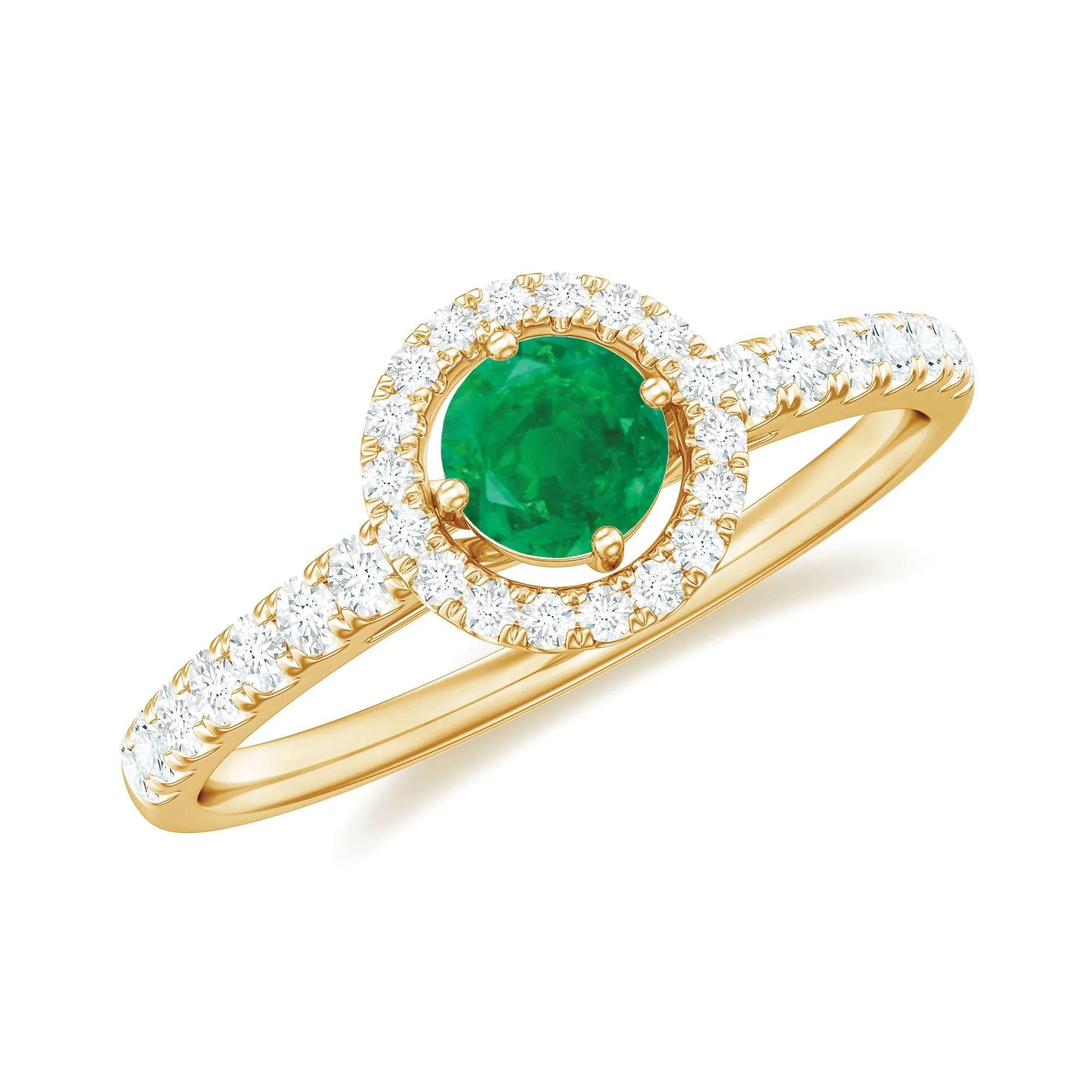 1 CT Minimal Emerald Engagement Ring with Diamond