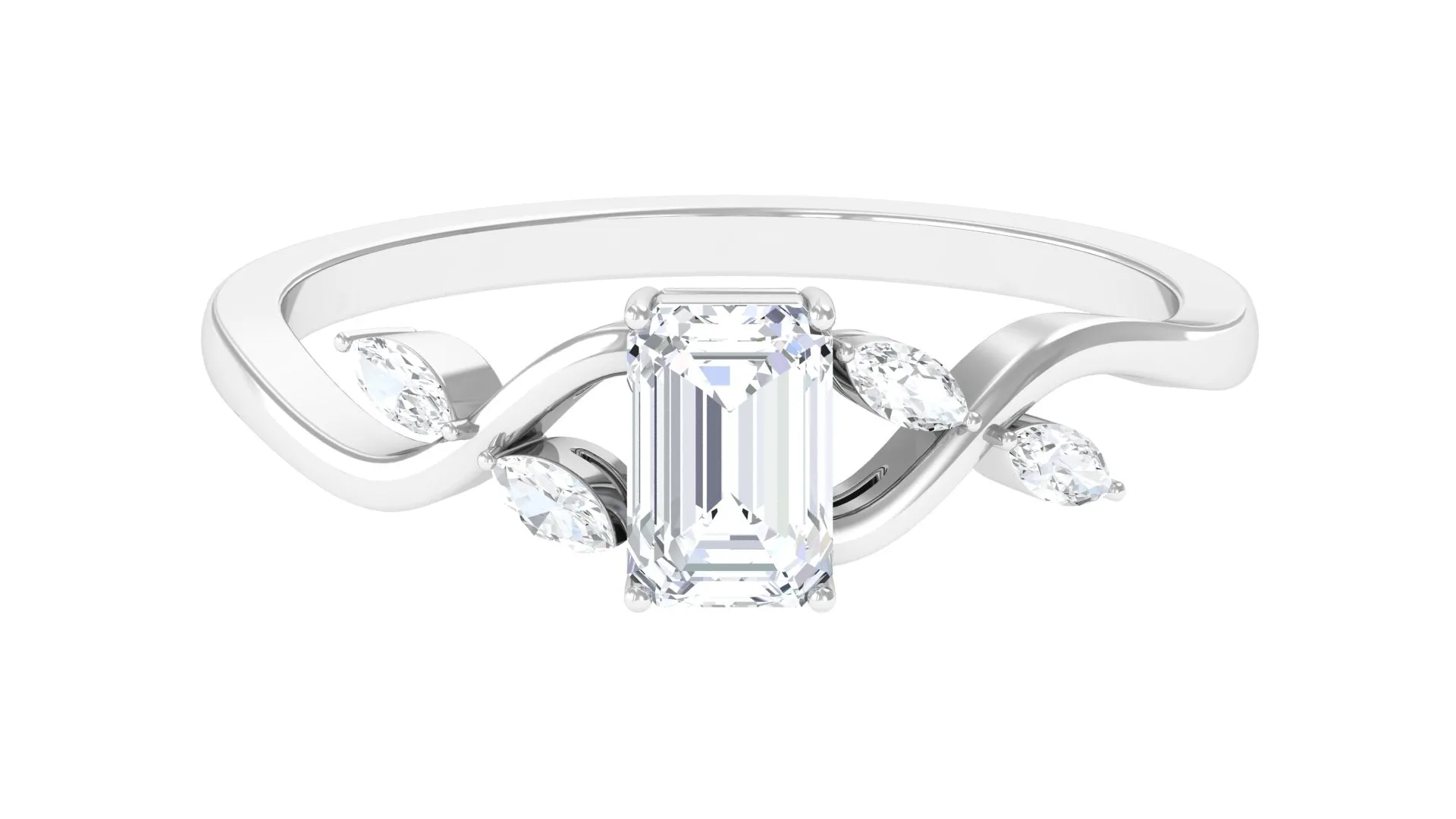 1 CT Octagon Cut Solitaire Zircon Engagement Ring with Split Shank