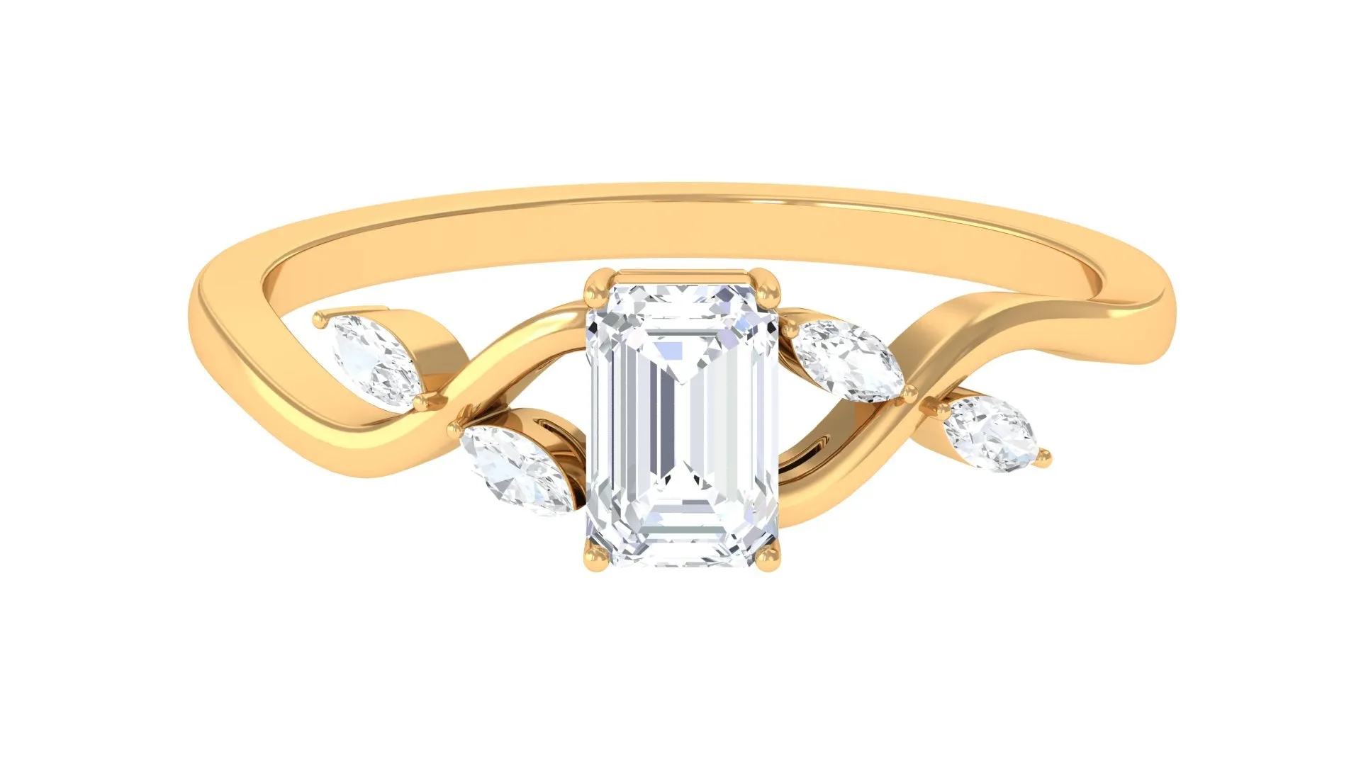 1 CT Octagon Cut Solitaire Zircon Engagement Ring with Split Shank