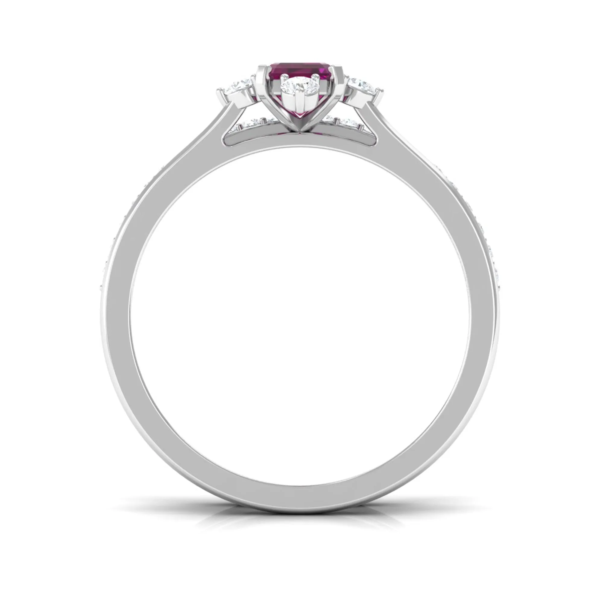 1.25 CT Natural Rhodolite and Diamond Ring Set