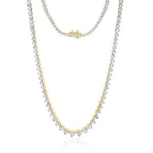 14ct Yellow Gold 10 Carats Diamond Necklace with 111 Brilliant Diamonds 43.5cm