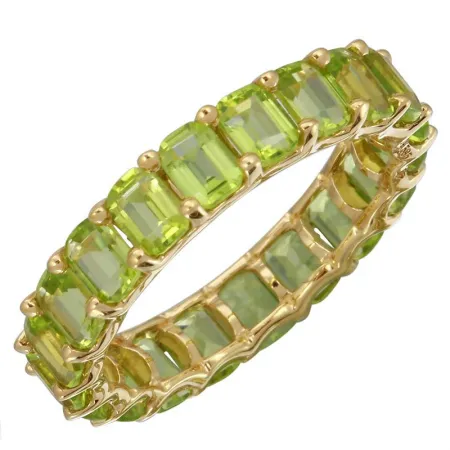 14k Gold Emerald Cut Peridot Eternity Band