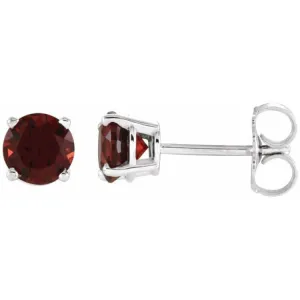 14K White 5 mm Natural Mozambique Garnet Stud Earrings