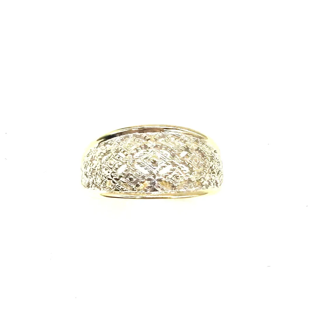 14k White & Yellow Gold Dome Cutout Ring