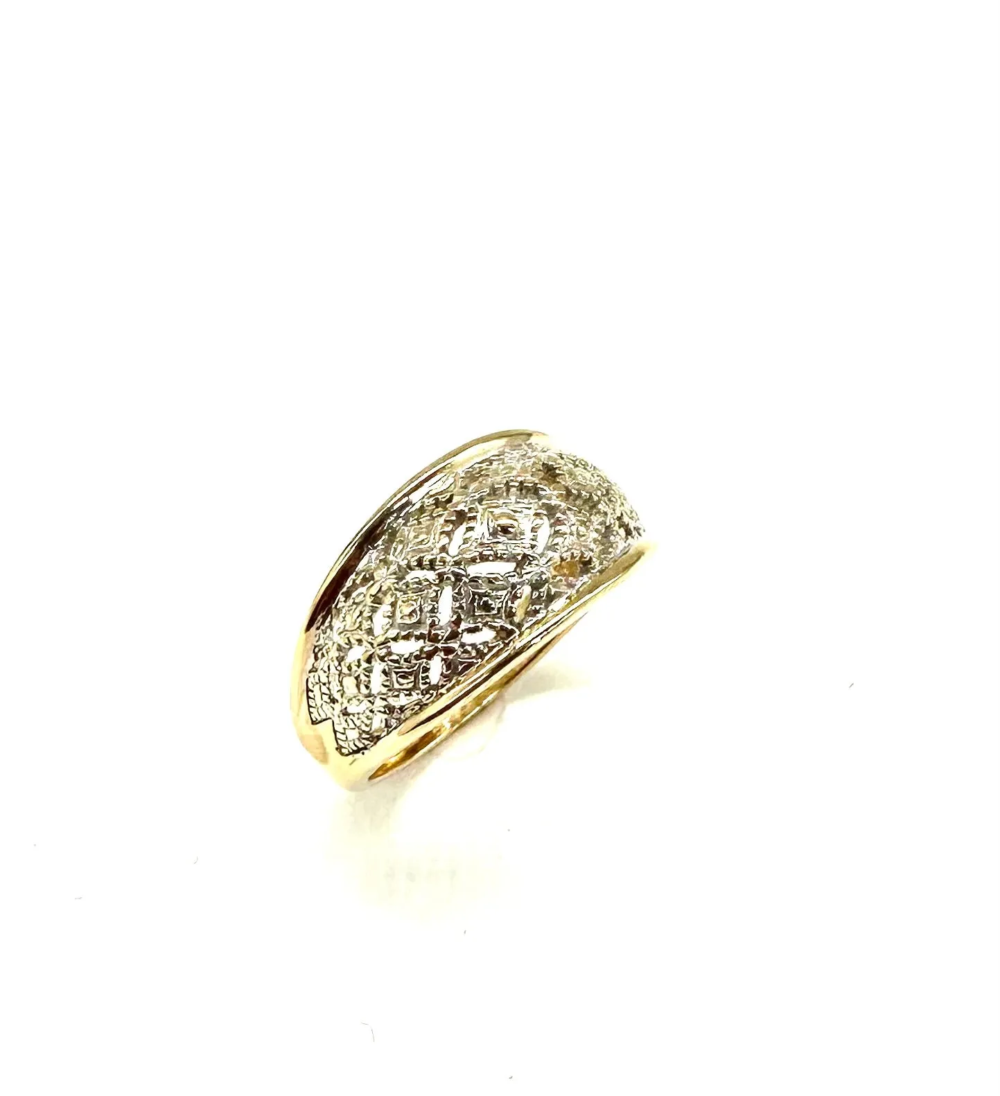 14k White & Yellow Gold Dome Cutout Ring