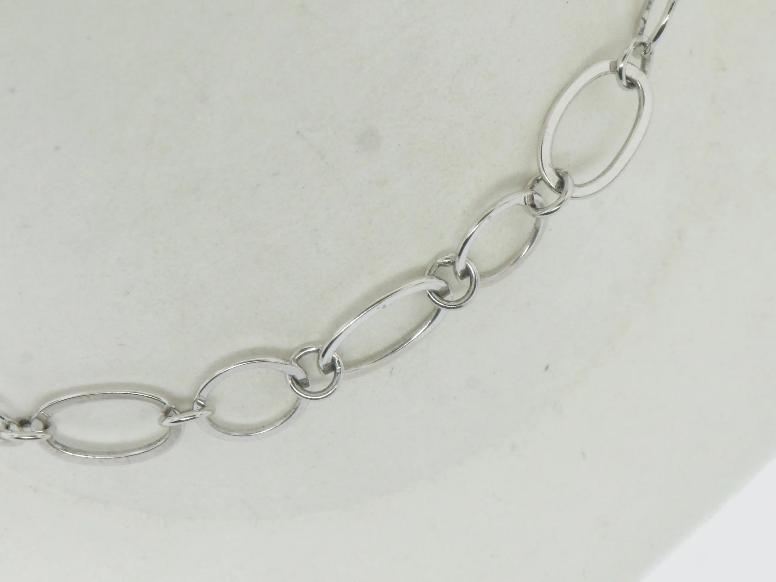 14K White Gold 7" Flat Oval and Round Link Bracelet (Brand New Sale Jewelry)