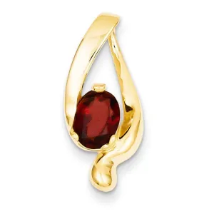 14k Yellow Gold 8x6mm Oval Garnet Slide Pendant