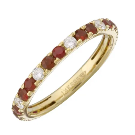 14K Yellow Gold Diamond   Garnet Stacking Ring