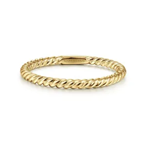 14K Yellow Gold Twisted Rope Stackable Ring