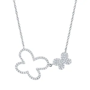 14KT Gold 1/4 CTW Diamond Double Butterfly Necklace