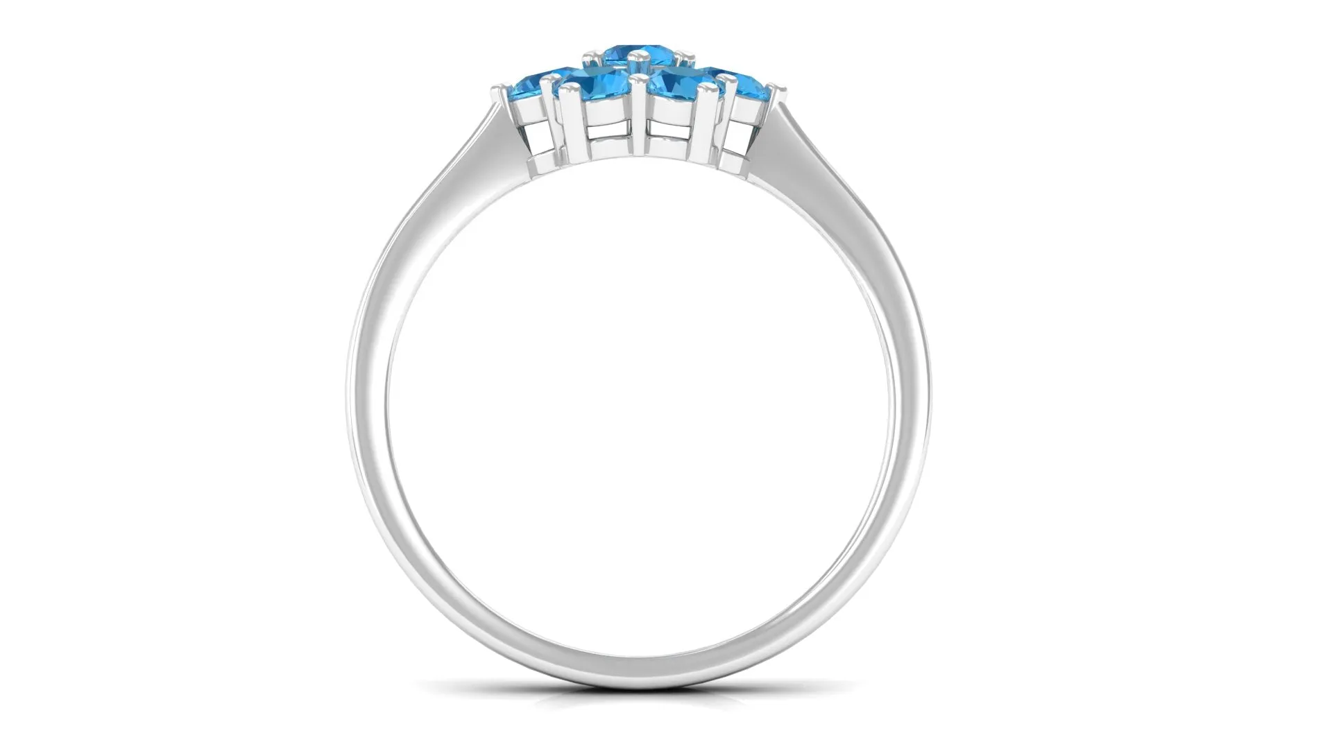 1.5 CT Round Shape Swiss Blue Topaz Cluster Flower Ring