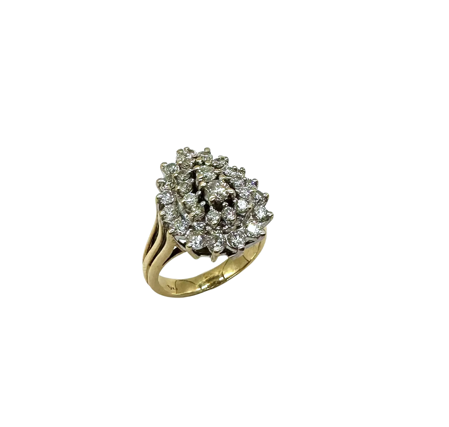 1.50 ctw Pear Shaped Cluster Diamond Ring