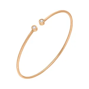 18ct Rose Gold 0.10ct Diamond Two Stone Cuff Bangle