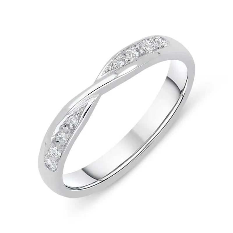 18ct White Gold 0.07ct Diamond Crossover Wedding Ring