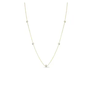 18K Gold Necklace with 7 Diamond Stations