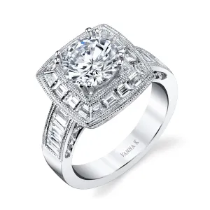 18K White Gold Halo Diamond Engagement Ring