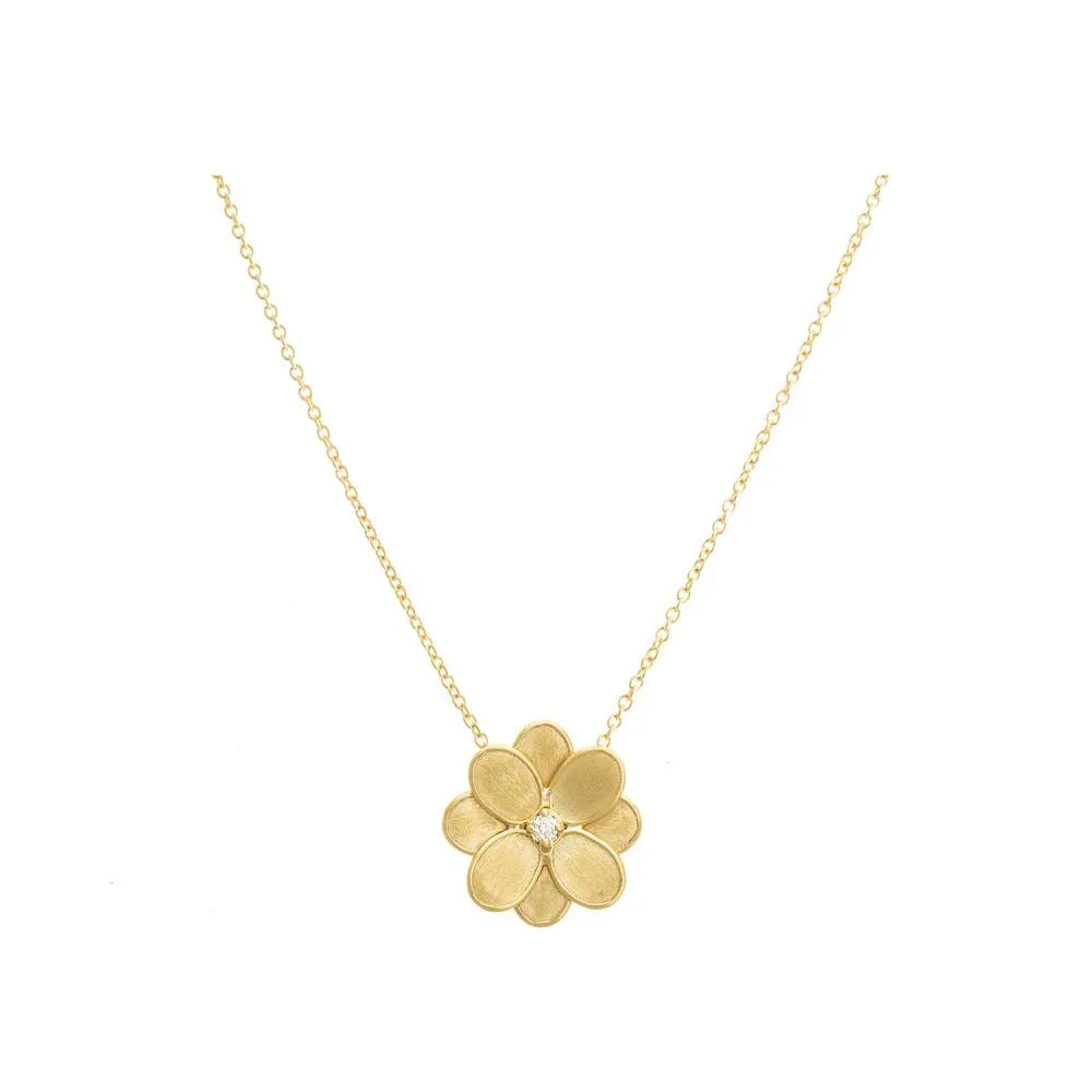 18K Yellow Gold and Diamond Small Flower Pendant