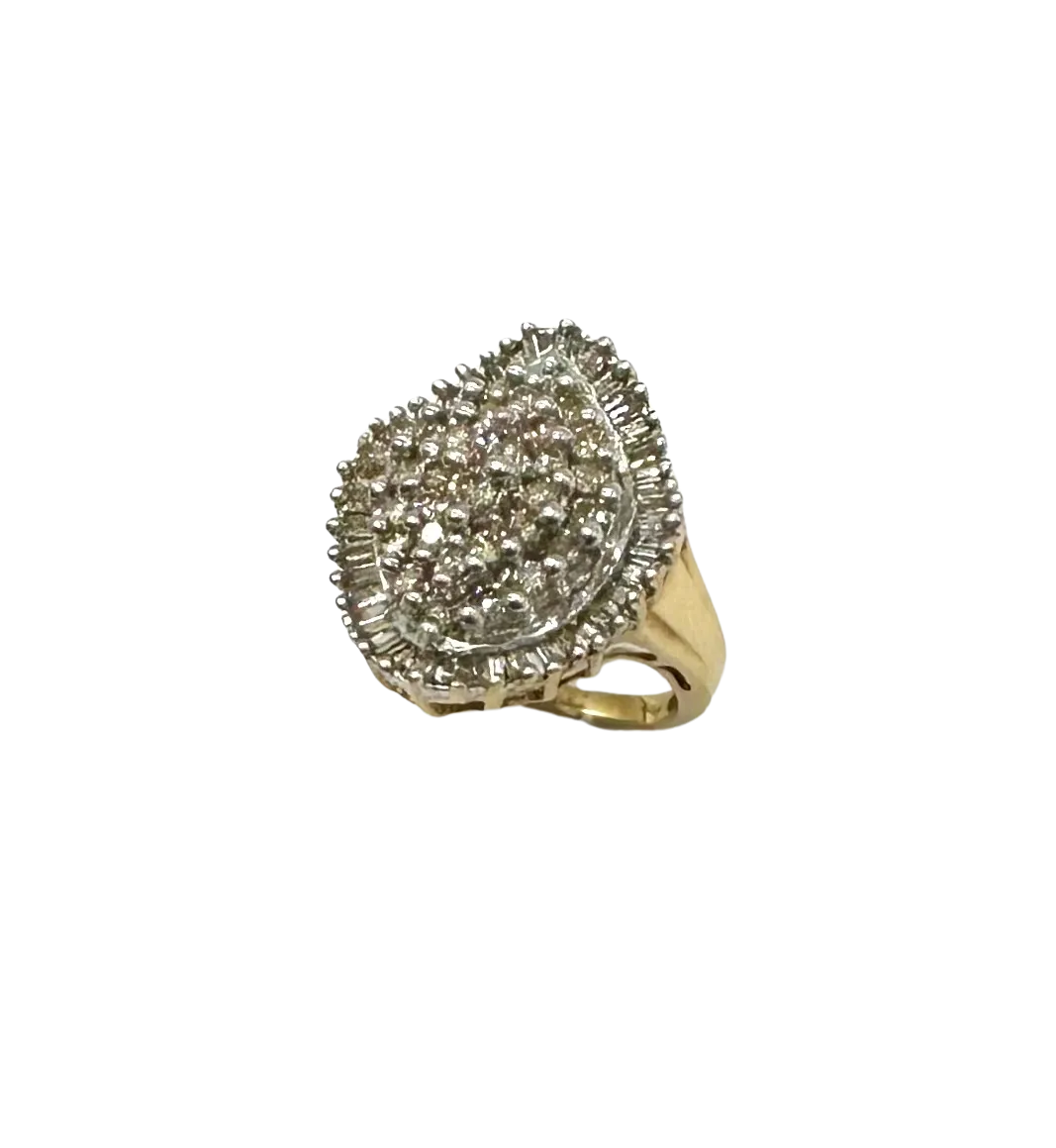 2 ctw Baguette and Round Diamond Cluster Ring