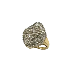 2 ctw Baguette and Round Diamond Cluster Ring