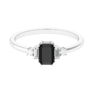 3/4 CT Minimal Black Diamond Solitaire Ring with Diamond