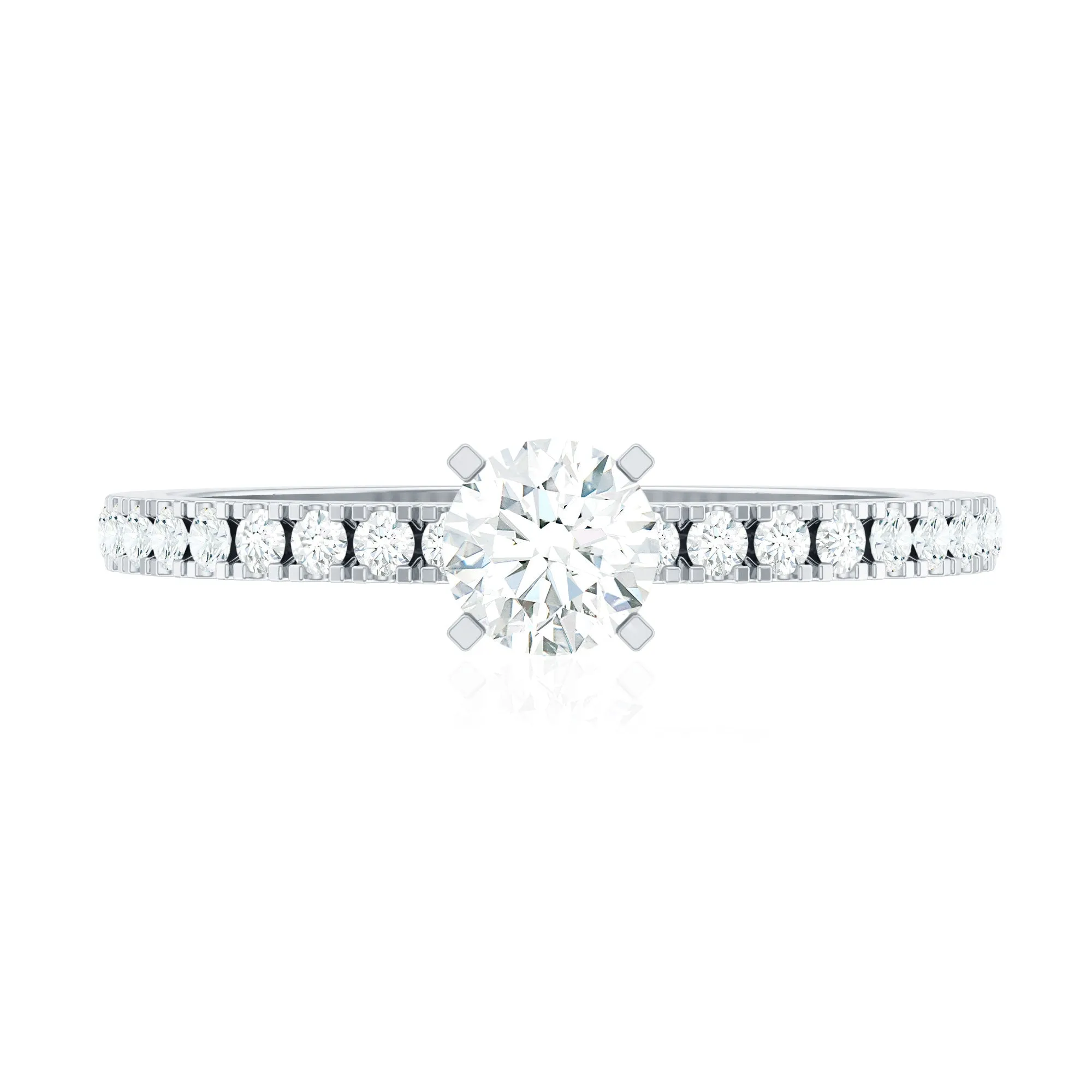 3/4 CT Simple Moissanite Solitaire Ring with Side Stone