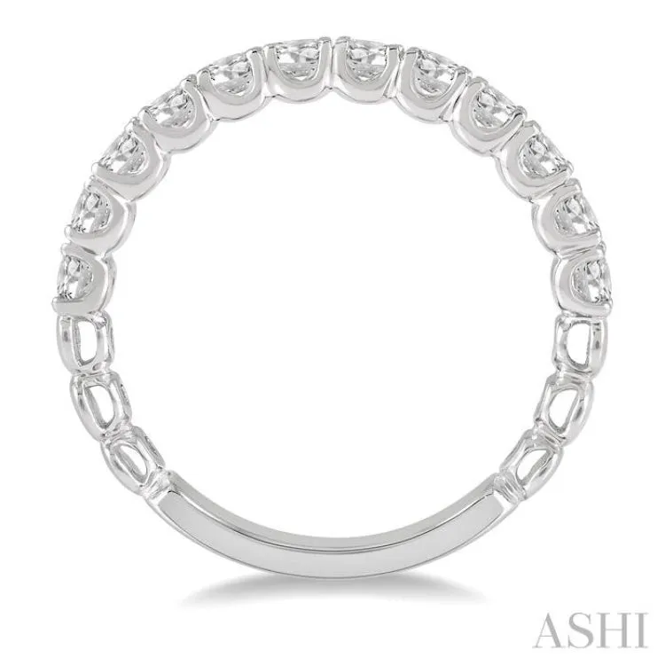 3/4 ctw Lattice Round Cut Diamond Wedding Band in 14K White Gold