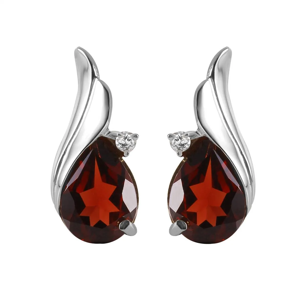 4.06 Carat 14K Solid White Gold Stud Earrings Diamond Garnet