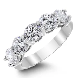 5 Stone Diamond Ring (2.20 ct Diamonds) in White Gold