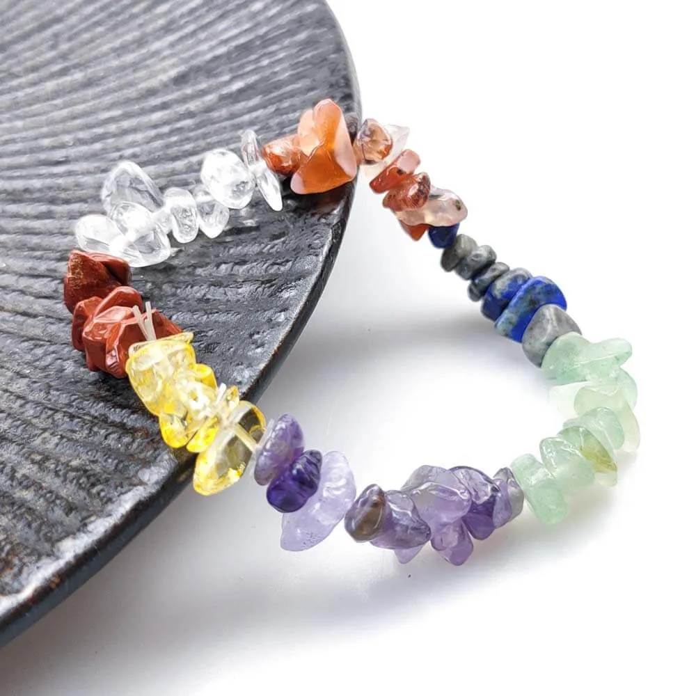 7 Chakra Raw Crystal Bracelet