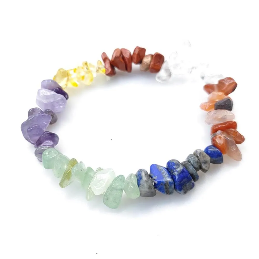 7 Chakra Raw Crystal Bracelet