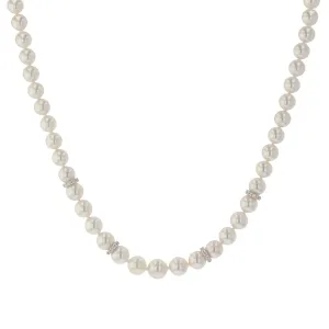 Akoya Cultured Pearl and Diamond Rondelle Necklace