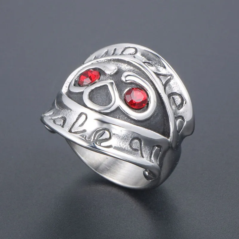 Alternative Vintage Skull Zircon Titanium Steel Ring for Men - Red-Eye Trend