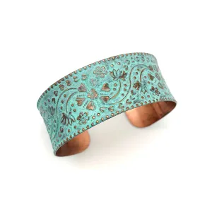 Anju Copper Patina Bracelet Turquoise Floral and Vine