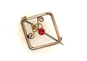 Antique Garnet Yellow Gold Brooch Circa 1900