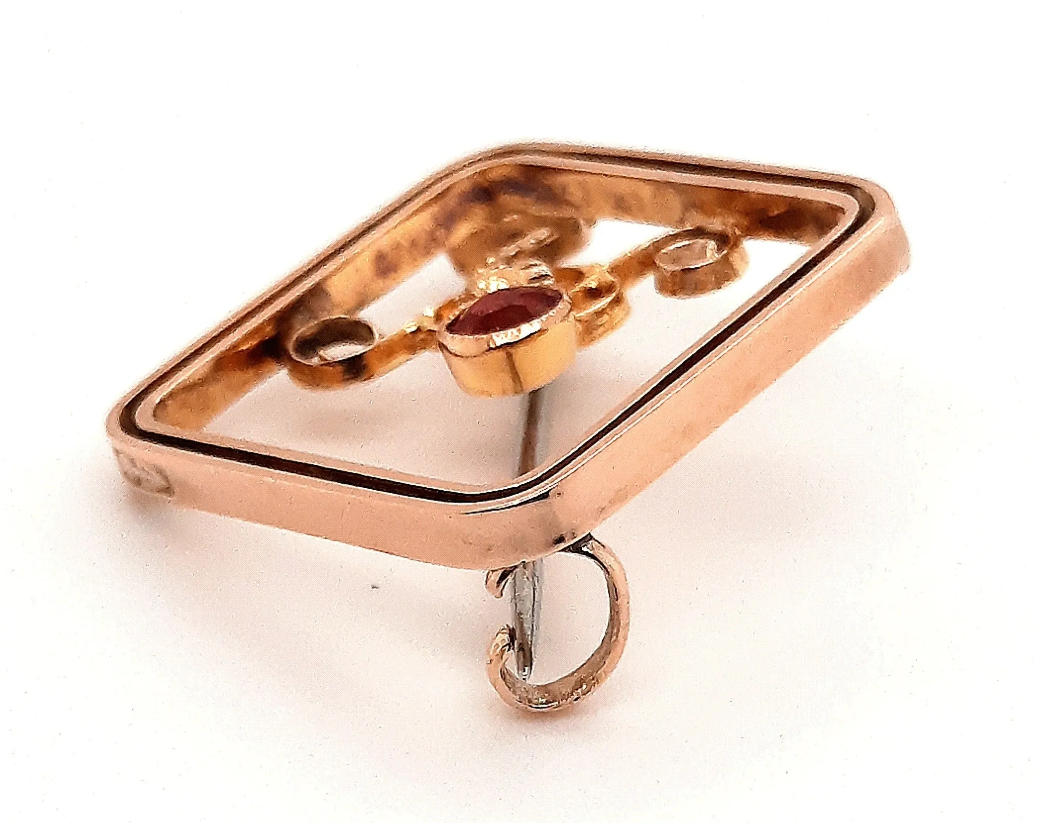 Antique Garnet Yellow Gold Brooch Circa 1900