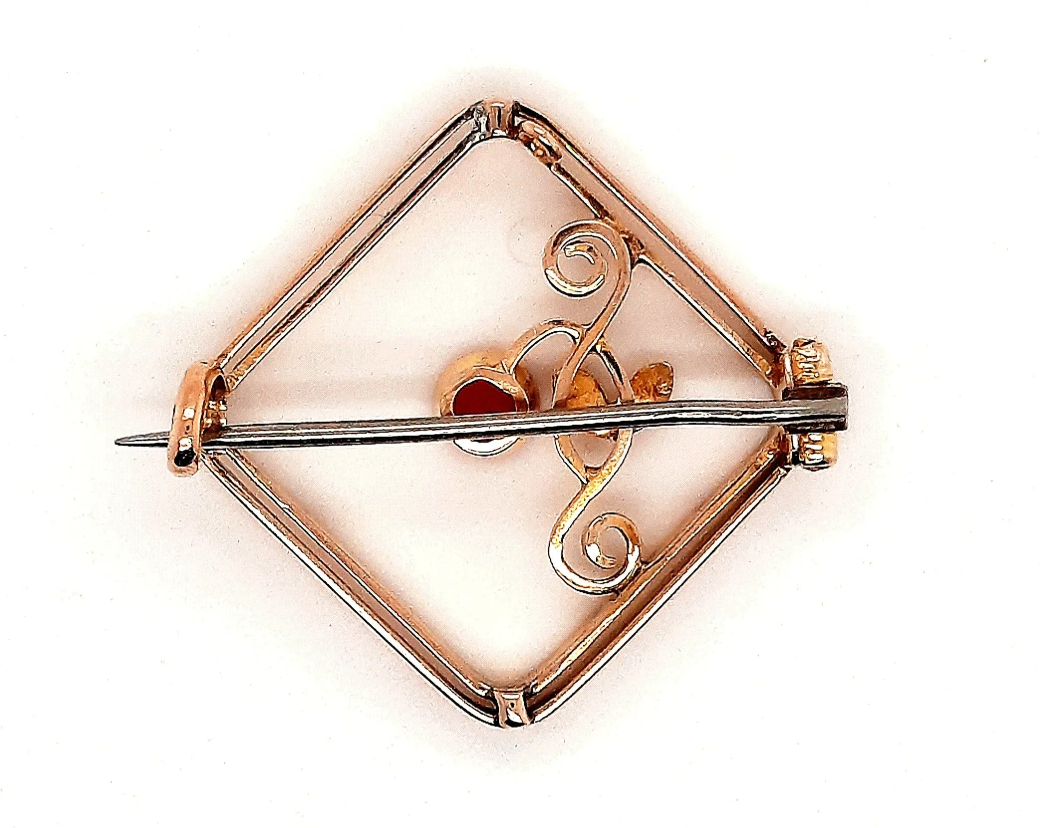 Antique Garnet Yellow Gold Brooch Circa 1900