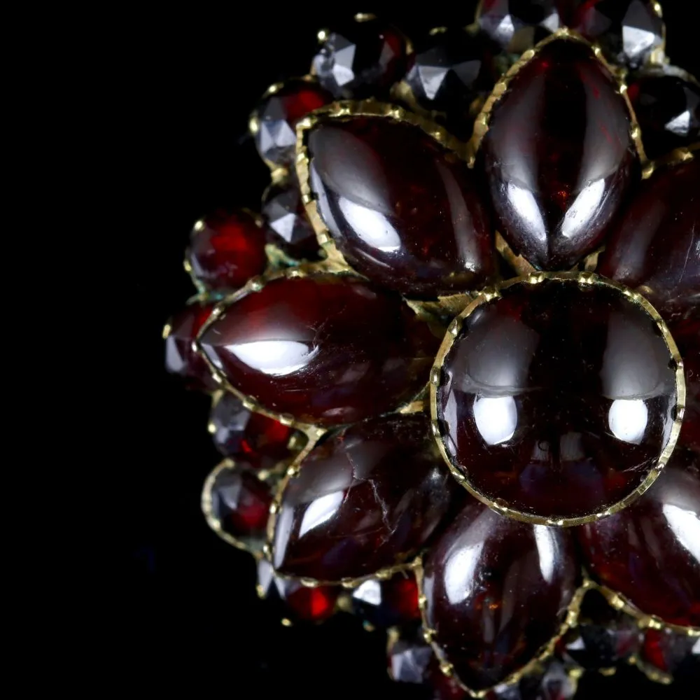 Antique Victorian Bohemian Garnet Flower Pendant