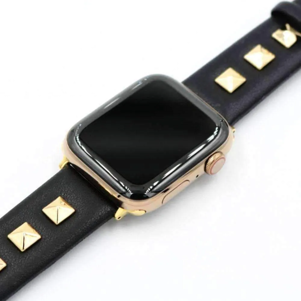 Apple Watch Band, Punk Studded Leather Rivets studs Design, fits iWatch, 38mm, 40mm, 42mm, 44mm  Series 7 6 5 4 3