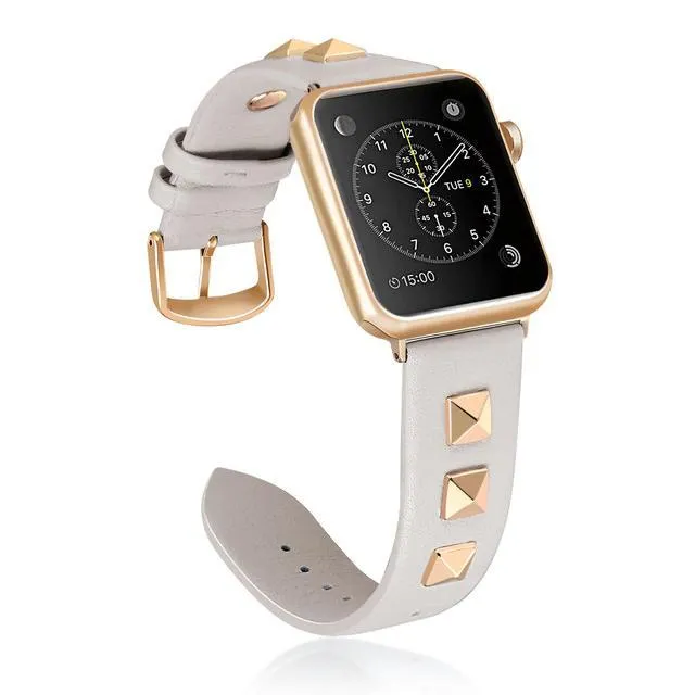 Apple Watch Band, Punk Studded Leather Rivets studs Design, fits iWatch, 38mm, 40mm, 42mm, 44mm  Series 7 6 5 4 3