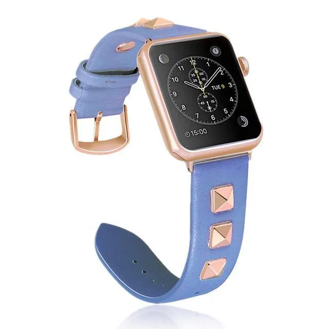 Apple Watch Band, Punk Studded Leather Rivets studs Design, fits iWatch, 38mm, 40mm, 42mm, 44mm  Series 7 6 5 4 3