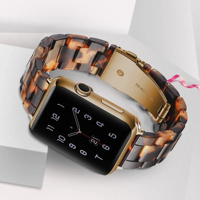 Apple Watch Band Rose Gold Pink Resin Strap iWatch Women Bracelet