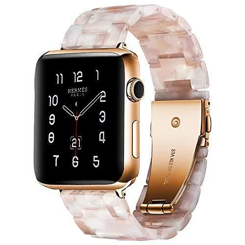 Apple Watch Band Rose Gold Pink Resin Strap iWatch Women Bracelet